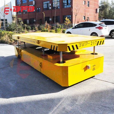Industry 40 Ton Modular Trackless Electric Flatbed Transfer Trolley With Lifting Platform